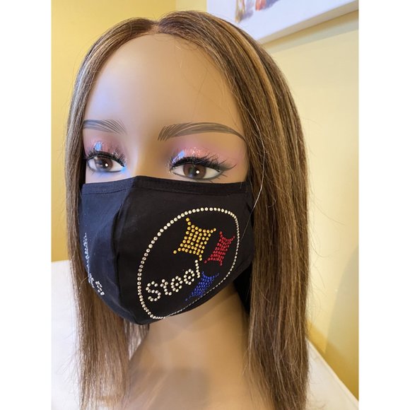 Pittsburgh STEELERS Bling Rhinestone Face Mask Side Logo - Picture 5 of 9
